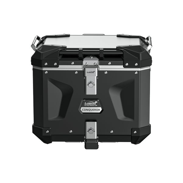 Motorrad-Topcase aus Aluminium mit 40 L | Schnellbefestigung an neun Punkten, weiche Rückenlehne — CONQUEROR