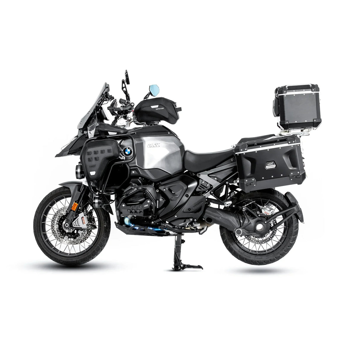 BMW R 1300 GS allestita con borsa serbatoio LOBOO BTB20BK e valigie in alluminio