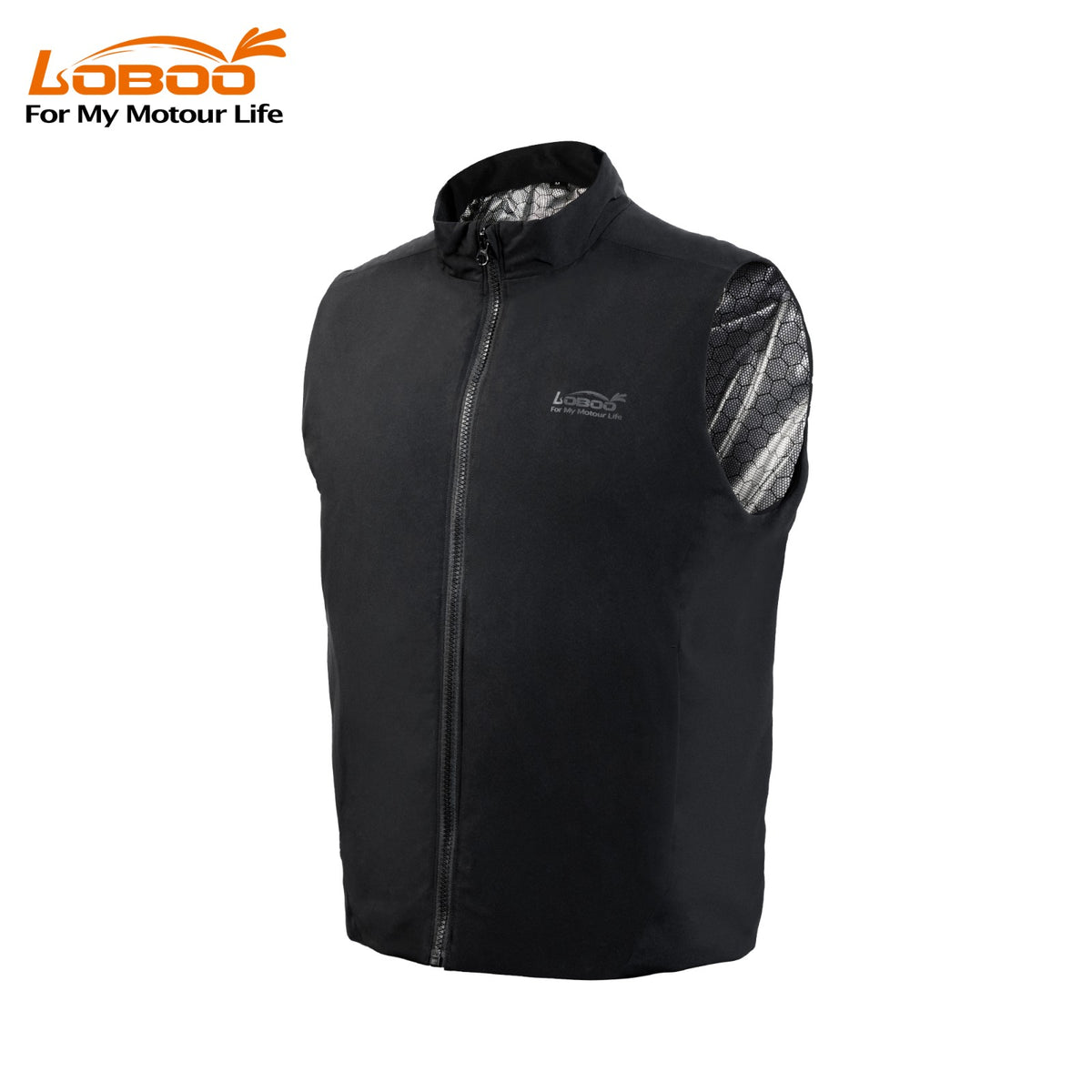 Gilet riscaldato RJR10 di tre quarti, con collo alto e zip centrale