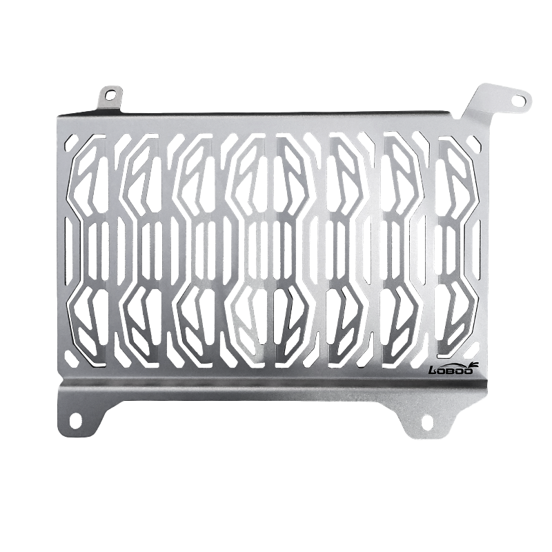 Protezione radiatore LOBOO CHW292 in alluminio argento per Honda CB400X e CB500X, su sfondo bianco