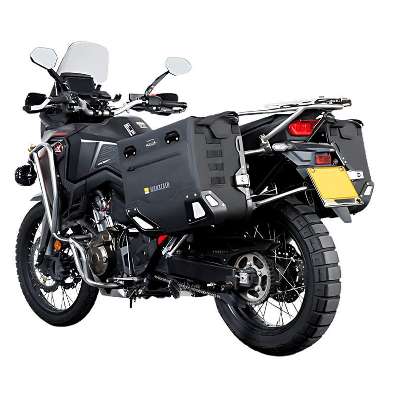 Halbharte Koffer für Honda Africa Twin Adventure Sports: die Wanderer auf den Trägern JP322B