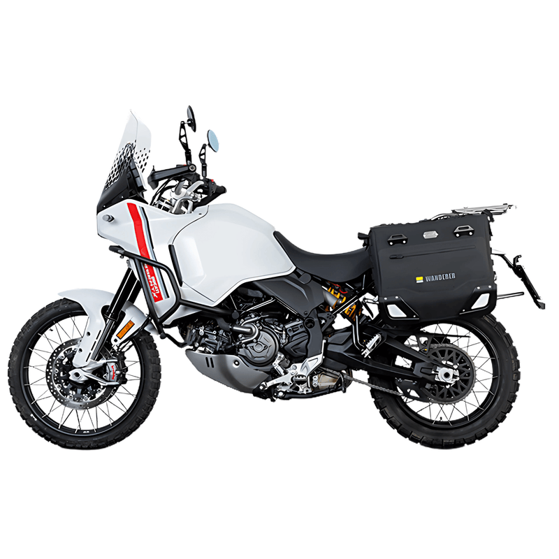 Halbstarre Koffer für Ducati DesertX: die Wanderer auf den JP581B-Trägern