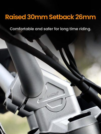 Riser LOBOO montato su BMW GS: rialzo di 30 mm e arretramento di 26 mm verso il pilota