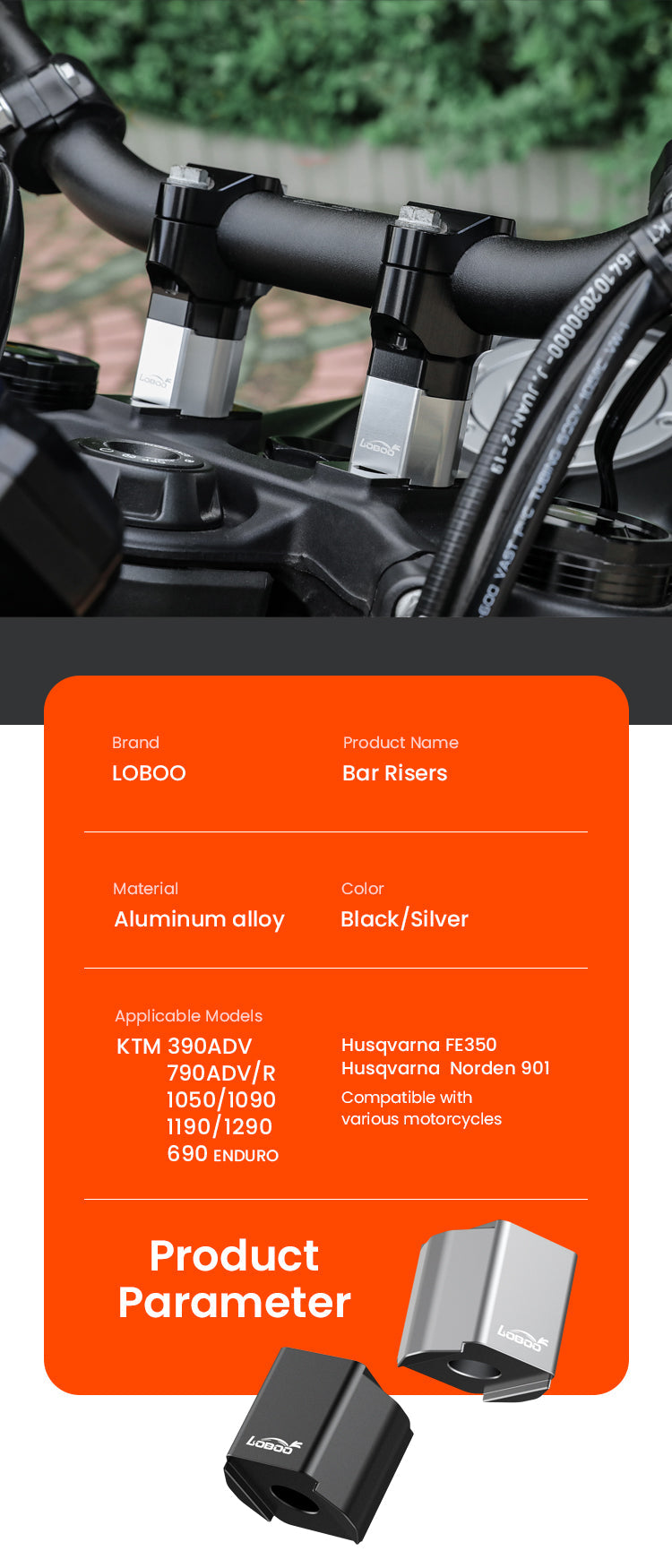 Riser manubrio LOBOO per Husqvarna Norden 901 – dettaglio 18