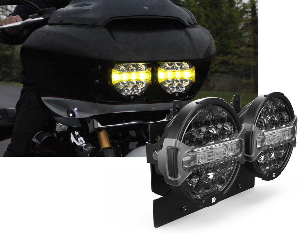 Der Doppelscheinwerfer der Road Glide