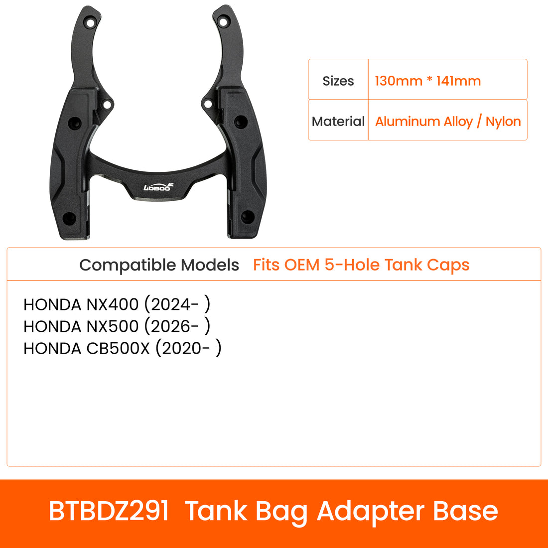 Anello Quick-Lock per borsa serbatoio per Honda NX400, NX500 e CB500X con tappo a 5 fori: misure, materiale e moto compatibili