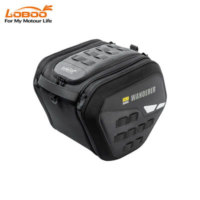 Borsa tunnel per scooter vista di lato, con fianco stampato e logo Wanderer