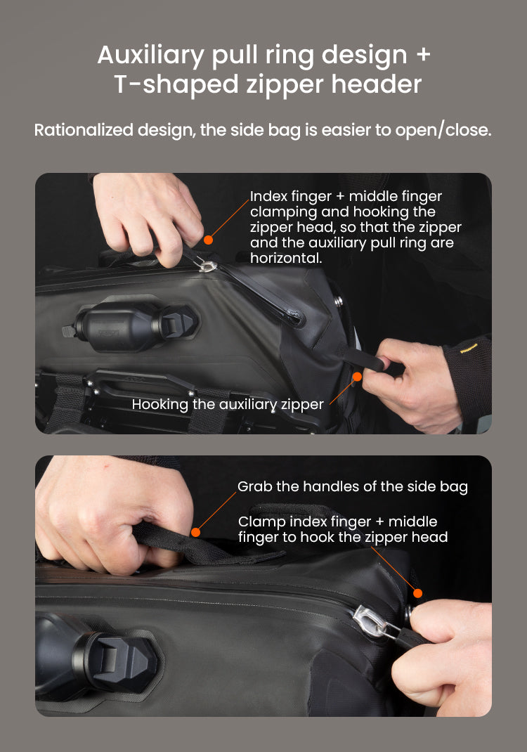 Reißverschluss für Taschen mit Hilfsring und T-Schieber