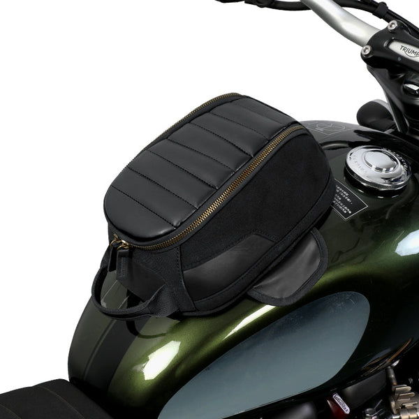 Vintage-Motorradtanktasche 3,5 L, magnetisch, aus Canvas und Leder