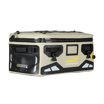 Borsa LOBOO BWB40T beige vista frontale, con portacard, riflettenti e valvola gialla