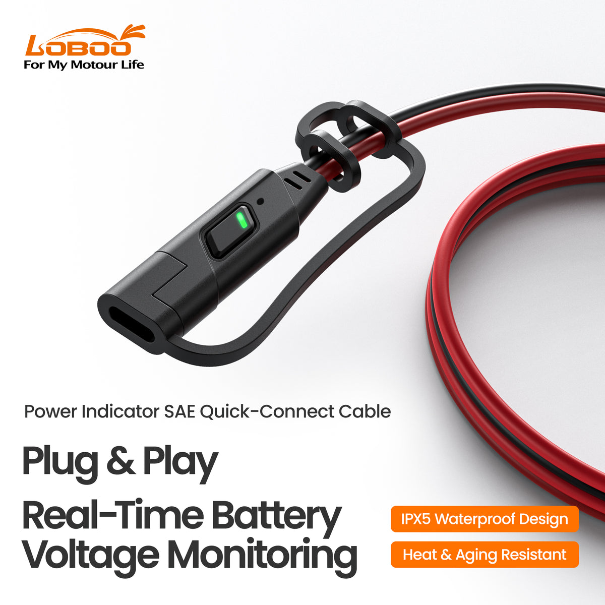 Cavo SAE con indicatore di carica e LED verde acceso sul connettore
