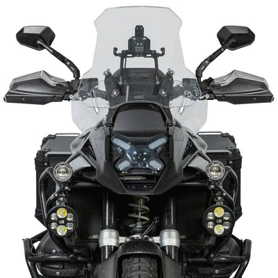 Paramani LOBOO CHS081 montati su BMW R 1300 GS, vista frontale con deflettori