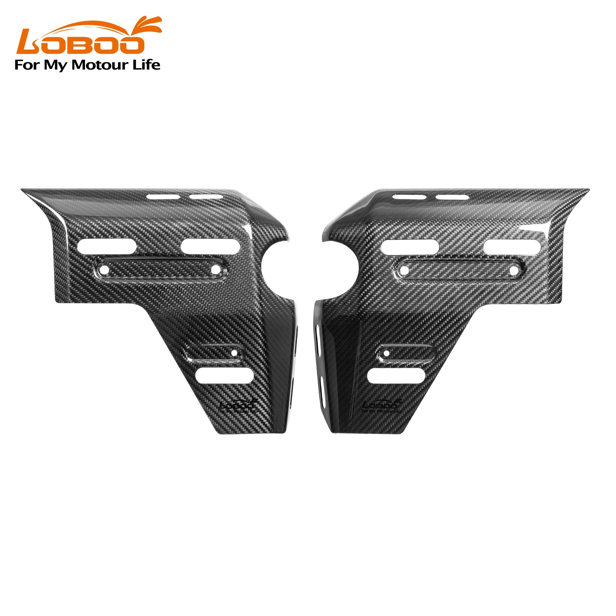 Coppia di cover radiatore in carbonio con le asole di aggancio per le borse