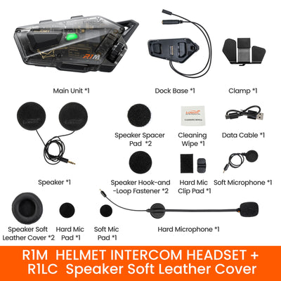 Contenuto della confezione R1M con i cuscinetti in pelle R1LC