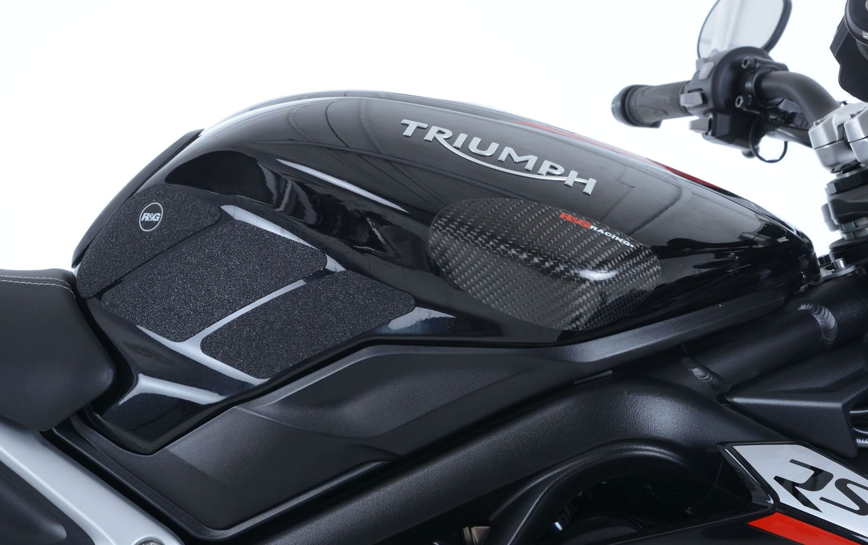 Kit 6pz.adesivi anti-scivolo serbatoio TRIUMPH 675 Daytona / Street Triple '13- / Street Triple RX '15- - nero