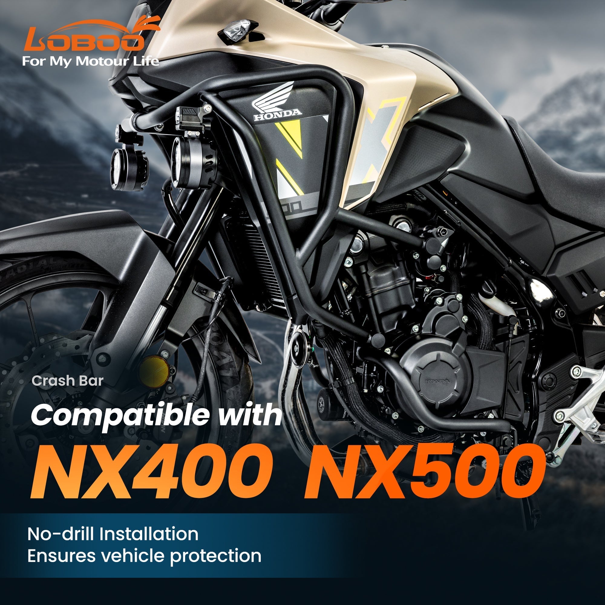 Paramotore LOBOO CHG289 per Honda NX400 / NX500 – dettaglio 2