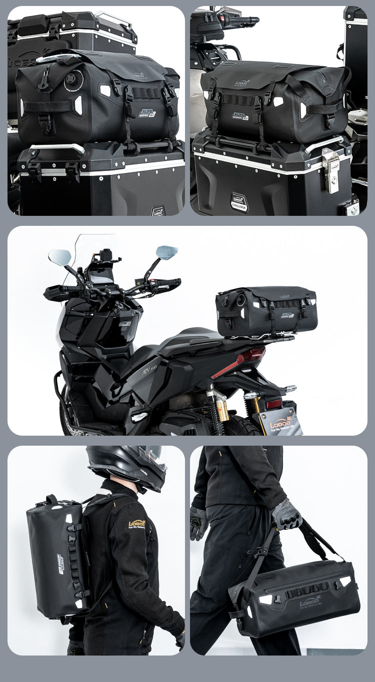 Im Topcase, auf dem Scooter, über der Schulter