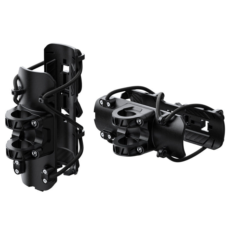 Portaborraccia LOBOO CSHJ-1 con i due collari per tubo da 25 mm, in posizione verticale e orizzontale