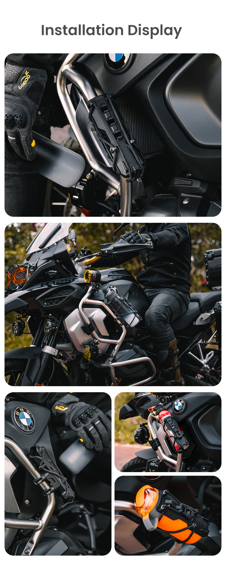 Auf einer BMW GS Maxi-Enduro montiert
