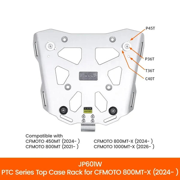 Hinterer Gepäckträger mit Topcase-Platte für CFMOTO 800MT-X, 1000MT-X, 800MT und 450MT