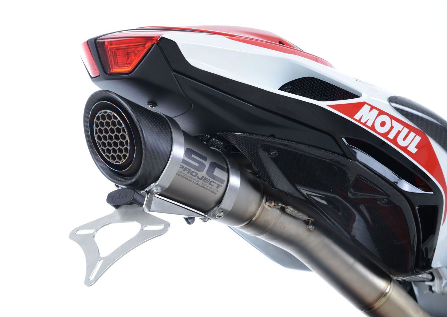 Portatarga MV Agusta F4 RC '17 con scarico SC Project - alluminio satinato