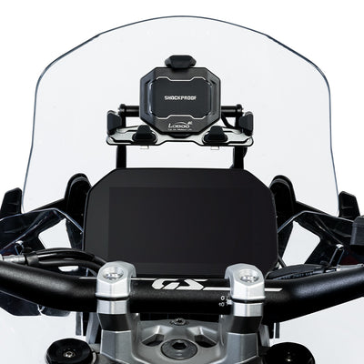 Porta smartphone montato sulla traversa del supporto navigatore per BMW R 1300 GS