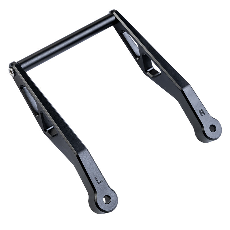 Supporto navigatore per BMW R 1300 GS visto di lato, con il profilo curvo delle staffe
