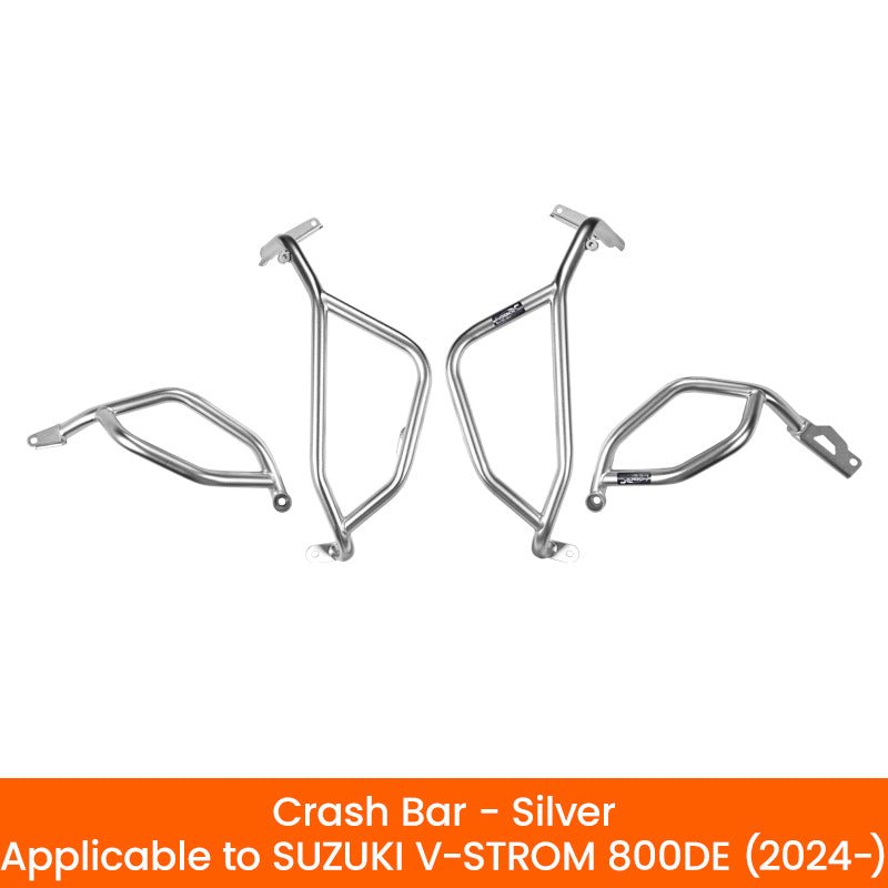 Crash bar LOBOO CHG421 in finitura argento per Suzuki V-Strom 800DE: le quattro barre del kit con le staffe