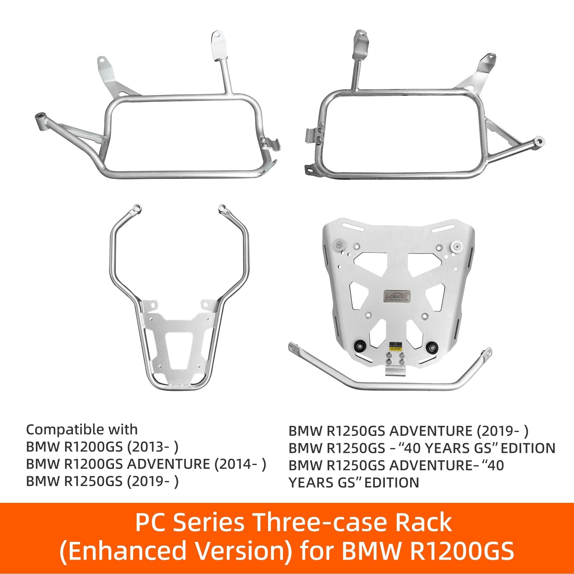 Kit telaio e portapacchi LOBOO serie PC versione migliorata per tre valigie su BMW R1200GS