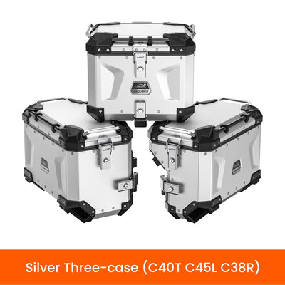 Set tre valigie LOBOO CONQUEROR argento con laterali asimmetriche C45L e C38R e bauletto C40T