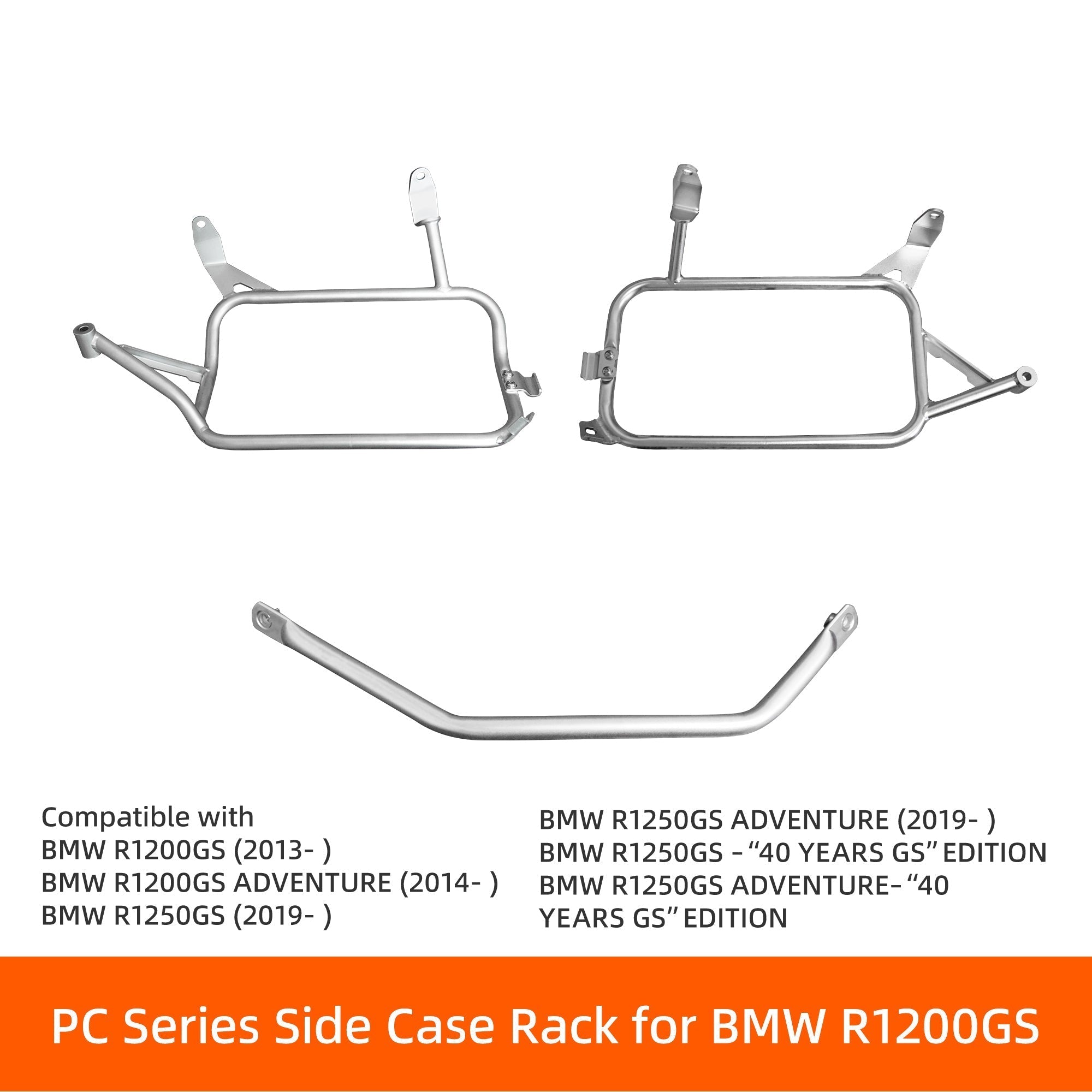 Telaio portaborse laterale LOBOO serie PC in acciaio inox per BMW R1200GS e R1250GS