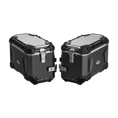 Coppia di valigie laterali LOBOO CONQUEROR da 45 litri in alluminio nero per BMW R 1300 GS Adventure