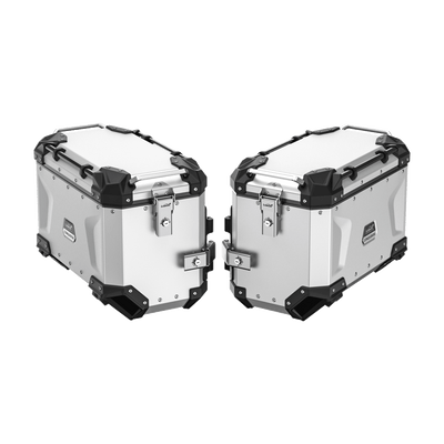 Coppia di valigie laterali LOBOO CONQUEROR da 45 litri in alluminio argento per BMW R 1300 GS Adventure