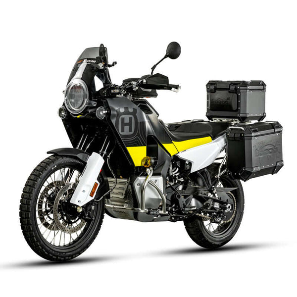Aluminiumkoffer-Set 35+30 L mit Trägern für Husqvarna Norden 901 | 65 Liter, Schlüsselschloss — PIKE TRACKER