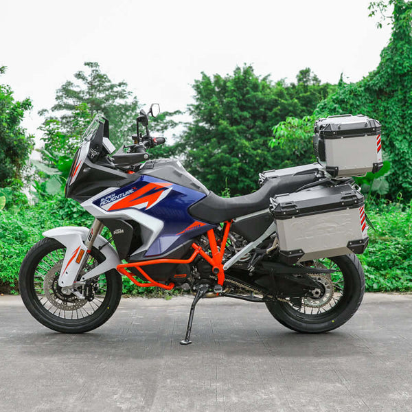 Aluminium-Seitenkoffer für KTM 1290 Super Adventure mit Trägern | PIKE TRACKER 45+38 L