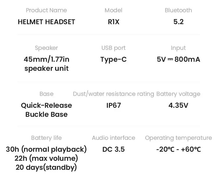 Freisprecheinrichtung für Motorradhelm LOBOO R1X – Bluetooth 5.3 - Endurrad.com