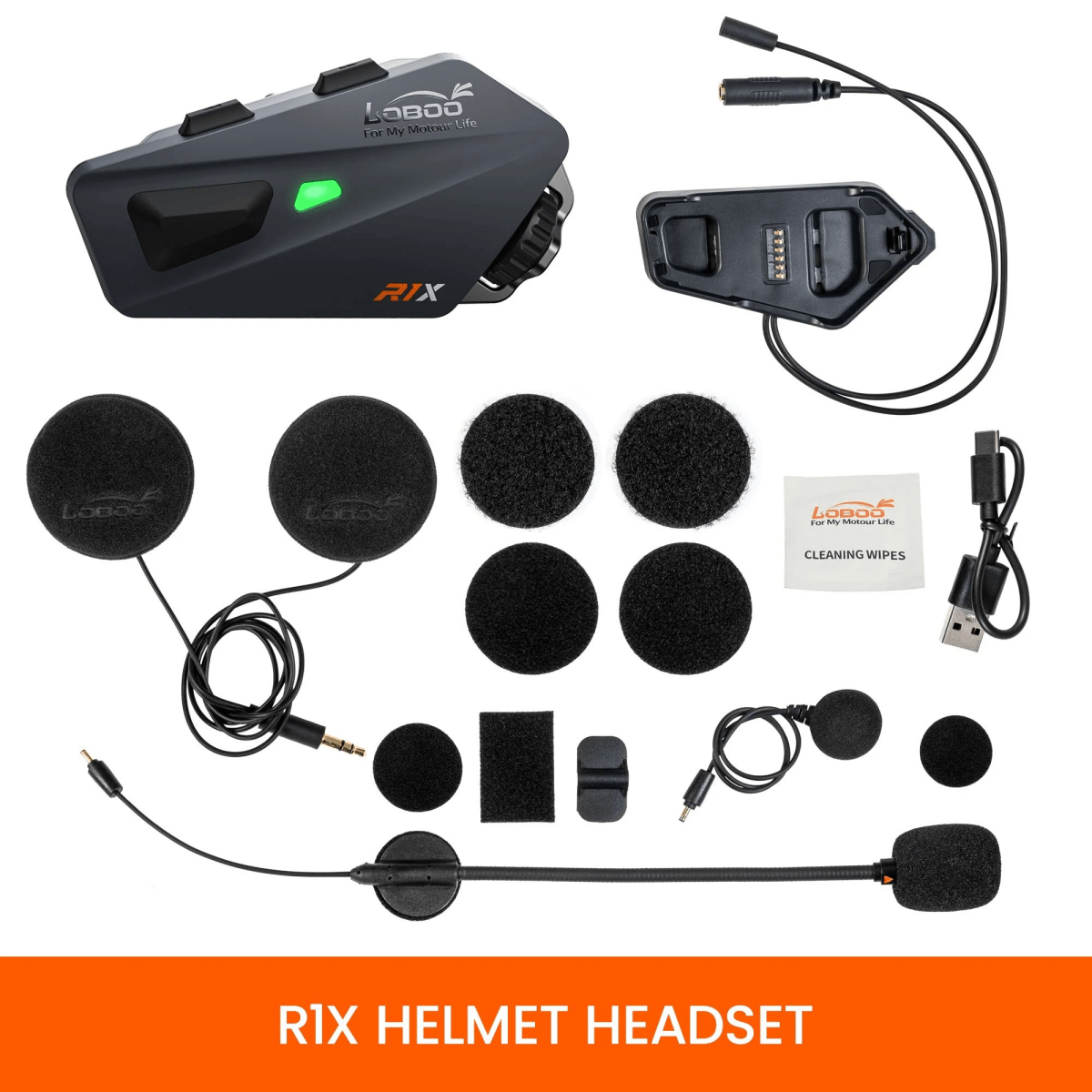 Freisprecheinrichtung für Motorradhelm LOBOO R1X – Bluetooth 5.3 - Endurrad.com